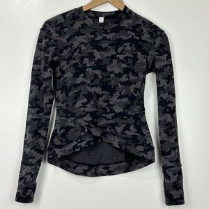 Lululemon Close to Crossing Long Sleeve Top 4 Rulu Heritage Camo Jacquard Black
